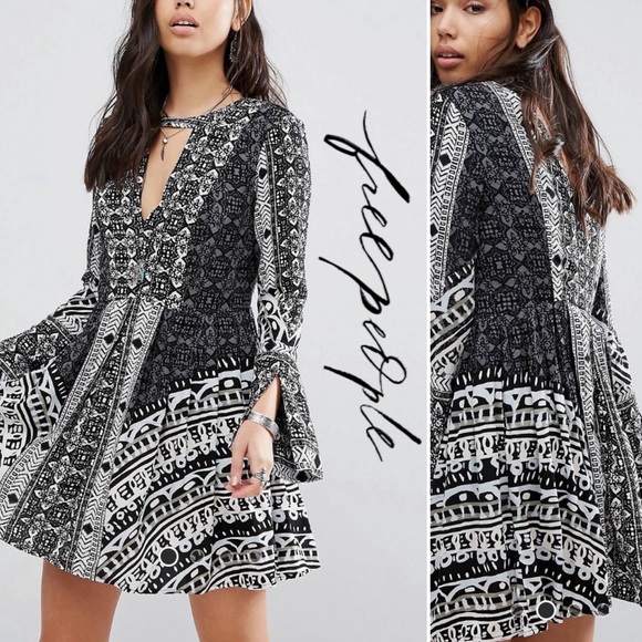 Free People Dresses & Skirts - NWT Free People Tegan Boarder Print Mini Dress